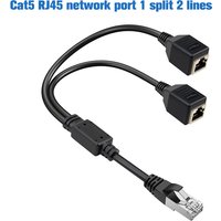 RJ45 Ethernet Splitter Adapter 1 Male to 2 Female LAN Network Splitter Support Cat6 Internet Networking Extension Cord
