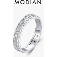 MODIAN 925 Sterling Silver Trendy Sparkling Clear CZ Lattice Eternity Band Rings For Women Wedding Brand Fine Jewelry Gift