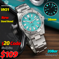 Watchdives New WD1965 V2 Quartz Watches 62Mas Steel Bezel VH31 Movement AR Sapphire Luminous BGW9 20Bar Waterproof Luxury Watch