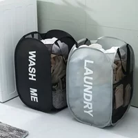 Portable Mesh Pop Up Laundry Hamper Collapsible Breathable Space Saving Basket Wide Opening Handle for Dorm Travel Bathroom Home