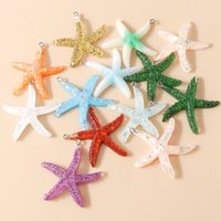 Leslie 10pcs Resin Lovely Glitter Colorful Starfish Charm for Earring Necklace Bracelets Summer Beach Jewelry Making Accessories