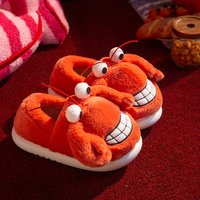 Funny Cute Crab Plush Slippers men Winter Warm Furry Cotton House Shoes Soft Cozy Indoor Bedroom Anti Slip Home Floor Footwear