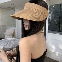 New Women Straw Wide Brim Sun Hat Summer Breathable UV Protection Beach Straw Cap Outdoor Travel Sun Hat Korean Style Visor Hat