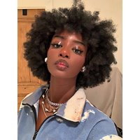 Natural Black 70s Afro Bouncy Curls Human Hair Wigs With Bangs Full Machine Made Kinky Curly Short Bob Glueless Wigs Wear and Go