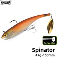 Kingdom Spinator Sinking Rotating Spoon Sequins Bait 150mm 47g PVC Material Artificial Soft Lure With Lead Head For Bass Fishing