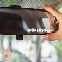 Car sticker Hello beautiful car rearview mirror Vinyl rearview mirror sticker Racing helmet Car rear window waterproof sticker