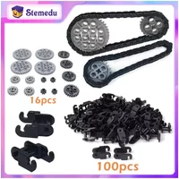 100pcs Technical Gear Set Link Chain Bricks Gears Set Parts 3711 14696 10928 94925 3648 3649 for MOC Building Blocks Train Toys