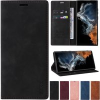 Luxury Wallet Skin Feel Magnetic Flip Card Stand Leather Case For Samsung Galaxy S23 FE S23 Ultra S22 Plus S21 S20 FE S10 S9 S8