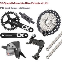MEROCA 10 Speed MTB Groupset Upgrade Kit, Square Taper Crankset, Chainring, Cassette, Shifter, Rear Derailleur, Chain