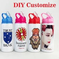 DIY Customized 600ML Bottle with Straw Colorful Print LOGO Photo Text for Kid Children School Travel Sport Portable Aluminium