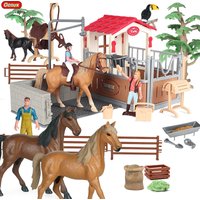 Oenux ferme Stable maison modèle Figurines d'action émulation cavalier cheval animaux Playset Figurine mignon éducatif enfants jouet cadeau