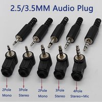 2.5/3.5mm 2/3/4 Pole Mono Stereo Audio Plug Straight /Right Angle 90 Degree L-shaped Headphone Jack Connector for DIY Repair
