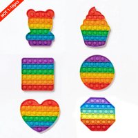 Pop Push Bubble Sensory Toy, Rainbow Color Fidget Game, Stress Reliever for Adult Office Worker, Early Educational Gift for Kids