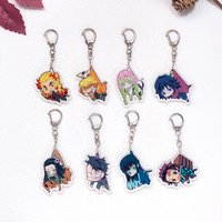 1/15Pcs Anime Figures Demon Slayer Keychain Accessories Acrylic Cute Charms Pendant For Bag Funny Key Holder Backpack Decoration