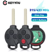 KEYYOU 3 Buttons Remote Car Key for Mercedes-Benz Smart Smart Fortwo 451 2007 2008 2009 2010 2011 2012 2013 433Mhz ID46