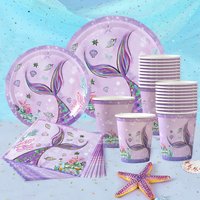 Meerjungfrau Thema Einweggeschirr Meerjungfrau Geburtstag Party Dekor Kinder Baby Dusche Mädchen Unter Dem Meer Party Hochzeit Party Suppies