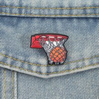 Perfect Shooting UV Printing Pins Cartoon Basketball Brooches Lapel Badges Fun Sports Jewelry Gift for Kids Friends