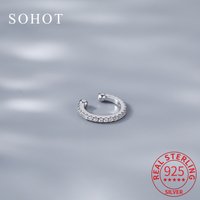 1 Piece Real 925 Sterling Silver Minimalist Zircon Trendy Clip Earrings For Charm Women Party Fine Jewelry OL Accessories