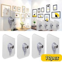10Pcs Punch-free Wall Hooks, Strong Load-bearing Adhesive , Photo Frame ,Invisible Traceless Hanging