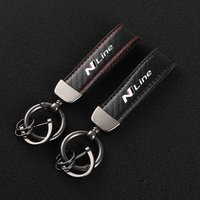 Leather car keychain Horseshoe Buckle Jewelry for Hyundai N LINE With Logo Car Styling Exterior