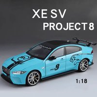 1:18 Jaguar XE SV Project 8 Toys Cars Models Wheels Turned 6 Doors Opened Supercar with Light Music Vehicles Children Best Gifts