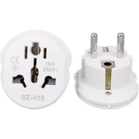 EU Plug Adapter 16A 250V Travel Adapter Converter 2 Round Socket High Quality Universal AU US UK CN To EU KR Wall Socket