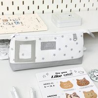 Japanese-Style Star Print Pencil Case Large Capacity Portable Pencil Pouch Pen Bag School Office