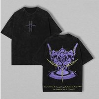 Evangelion Unit-13 T Shirt Men EVA 01 Vintage Acid Wash Mecha Streetwear Oversized Retro Japanese Anime Cotton Graphic Tees