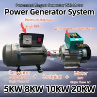 Premium Material 5KW 10KW 20KW 220V Single Phase Alternator High RPM Permanent Magnet Generator With VFD Motor Household Load