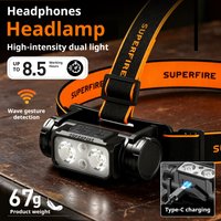 SUPERFIRE HL106 Double Lamp Headlight 18650 USB-C Rechargeable Light Mini Headlight for Camping Emergency Lighting