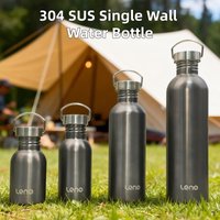 Single Wall 304 Stainless Steel Drinking Bottle 350-2000ml Big Mouth Sports Water Flask with All Steel Lid Cycling Drinkware