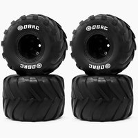 Esilun 1.0 RC Monster Truck Wheel Rim Tires Set Hex 7mm for FCX24 SCX24 C10 JLU Deadbolt Bronco 1/24 Crawler Car Accessories