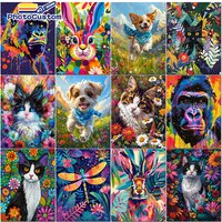 PhotoCustom Diy Paint By Numbers Animal Kit Oil Painting By Number On Canvas Coloring Picture Handmade Gift For Home Decoration