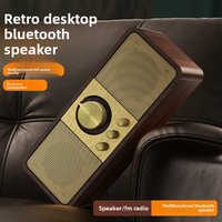 JY82 Retro Wooden Bluetooth Speaker Desktop Dual Speakers FM Retro Radio Wireless Support TF Card Audio For Home Desk