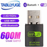 600Mbps USB WiFi Bluetooth Adapter Wireless Network Card 2 in 1 USB Wifi Adapter USB Bluetooth Adapter for PC/Laptop/Desktop
