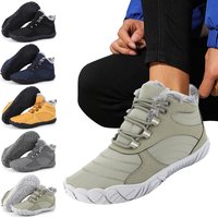 Winter Plush Snow Boots Warm Fur Shoes Non Slip Wide Toe Box Barefoot Shoes Waterproof Outdoor Trekking Shoes for Hiking Walking