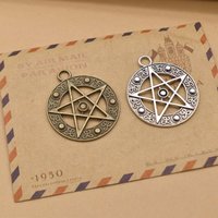 10pcs Charms Magic Star Pentagram 30x26mm Tibetan Bronze Silver Color Pendants Antique Jewelry Making DIY Handmade Craft Pendant