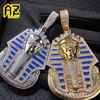 Anztilam High Quality Egypt Pharaoh Pendant Big Size Iced Out Pendant Necklaces For Men Link Chain Women Zircon Hip Hop Jewelry