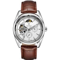 TEVISE Men's Hollowed-Out Automatic Watch with Cowhide Strap Self-Winding Mechanical Celestia Design