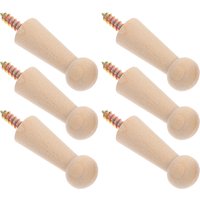 6Pcs Wooden Wall Hook Pegs Solid Beech Wood Small Decorative Hooks for Hanging Coats Hats Towels Door Towel Hanger