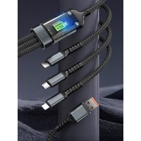 3-in-1 100W Fast Charging Cable Digital Display 1.2 m Charger Cord For iPhone Android Type C Huawei Phone