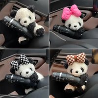 1pc Plush Panda Doll Clutch Decoration Car Wiper Turn Signal Switch Decoration Accessories New Car Gift Car Decorative Ornaments