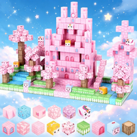 Magnetic Building Blocks Mine World Pink Girly Heart Blossom Cave Plant Architecture Cubes Set Brick Cube Toys Children Gifts