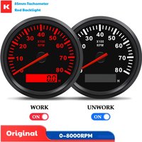 85mm Drehzahlmesser mit Impulssignal 0-8000 U/min, Drehzahlanzeige 1-300, Drehzahlverhältnis RPM mit Betriebsstundenzähler & roter Hintergrundbeleuchtung für Autos