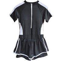 New Women's Swimsuit, One-piece Coverage Slimming Effect Conservative Sports Style Hot Spring Flat Leg Pants Swimsuit Plus Size