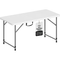 Portable Heavy-Duty Folding Table with White Plastic Top - Ideal for Camping, Catering, Picnics, and Outdoor Parties