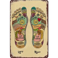 Vintage Metal Signs Foot Reflexology Chart Poster Massage Therapist Tin Sign Wall Art Decor Plaque for Home Office Club Studio S