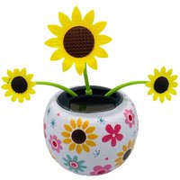 Solar Powered Dancing Flower Sunflower Solar Ornament Shaking Head Car Ornaments For Home Bedroom Dashboard Decoration