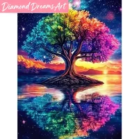 Frameless, Diamond Mosaic Landscape Tree Diamond Painting Starry Sky Rhinestones Picture Cross Stitch Embroidery Handmade Hobby