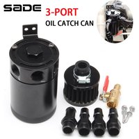 Universal Air Oil Separator Car 2-Port/3-Port Oil Catch Can 1 Outlet+2 Inlet With Breathing Filter And Oil Drain Valve Filter